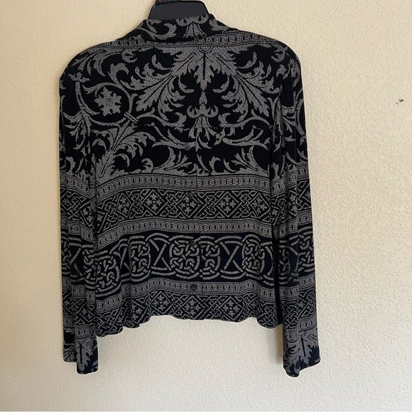 RONNI NICOLE BLAZER JACKET BLACK GRAY PRINT PETITE SIZE MEDIUM LIGHTWEIG… - Picture 4 of 9